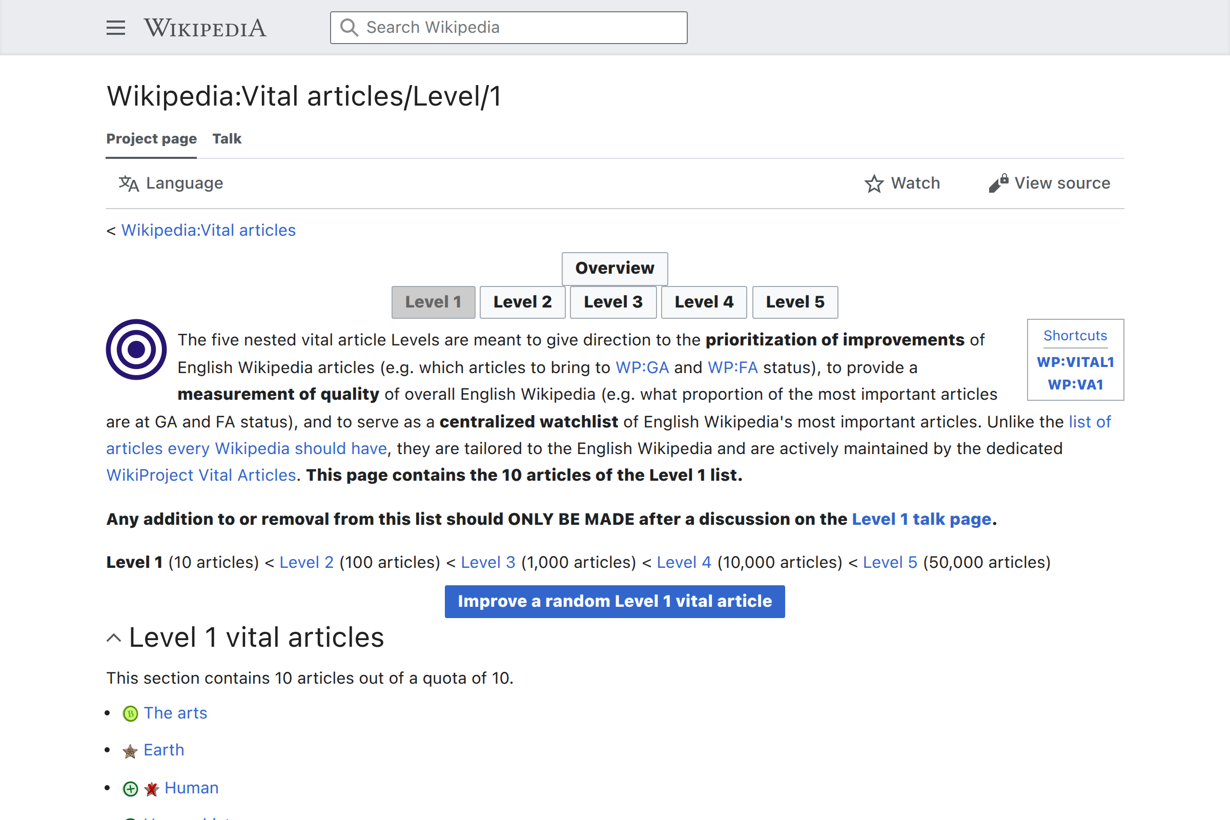 Preview of Wikipedia - Vital Articles