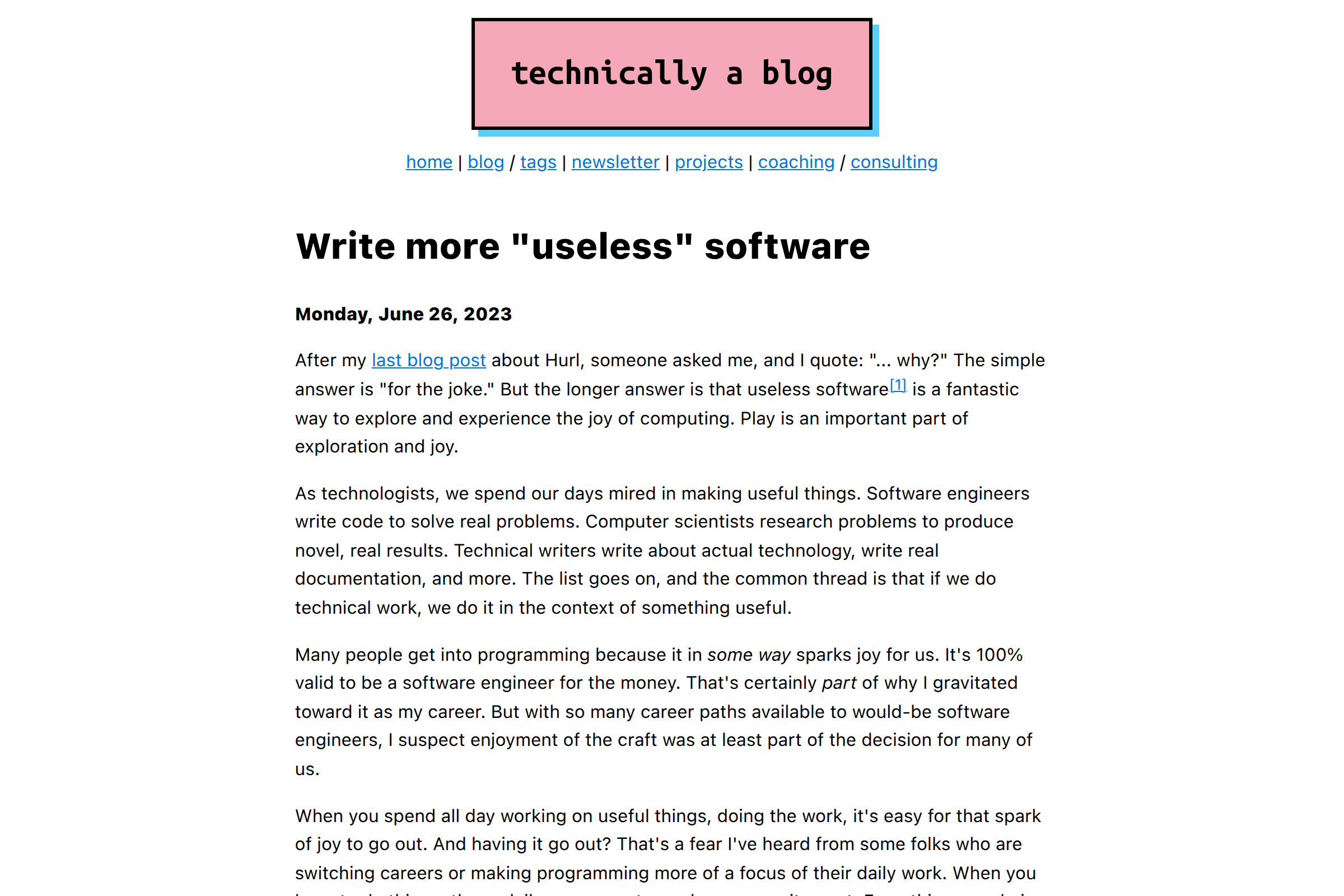 Preview of Write more useless software