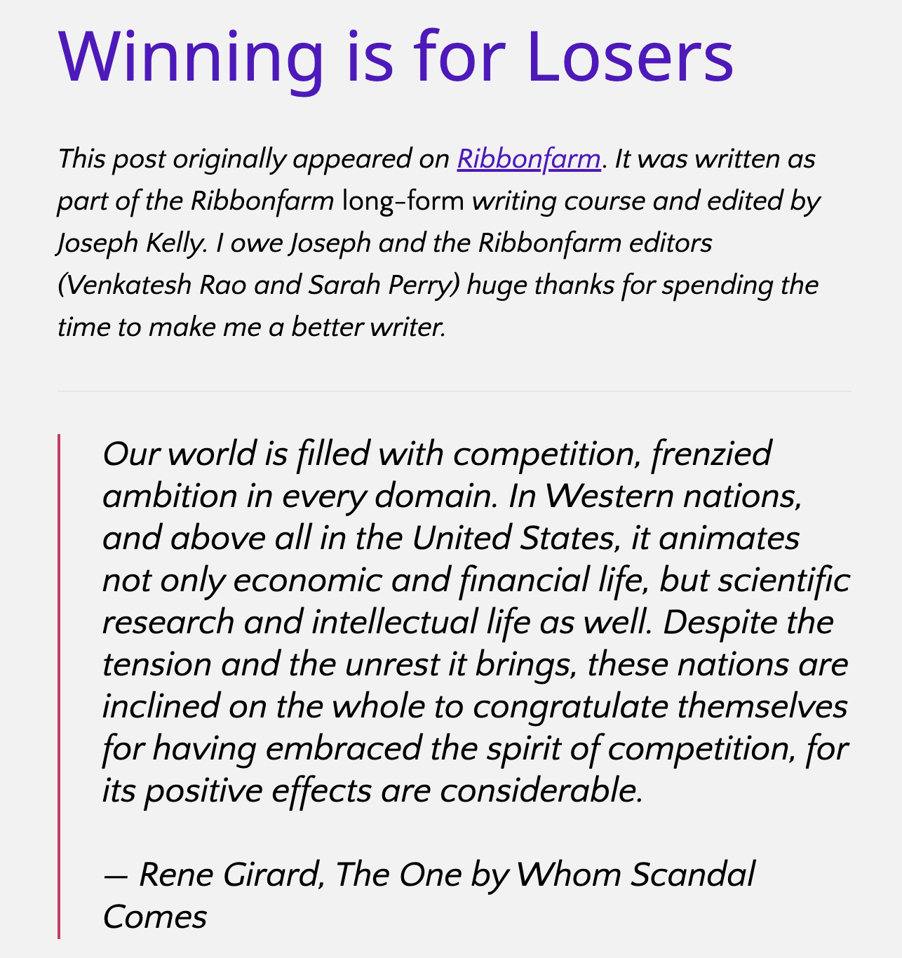 Preview of Winning is for Losers