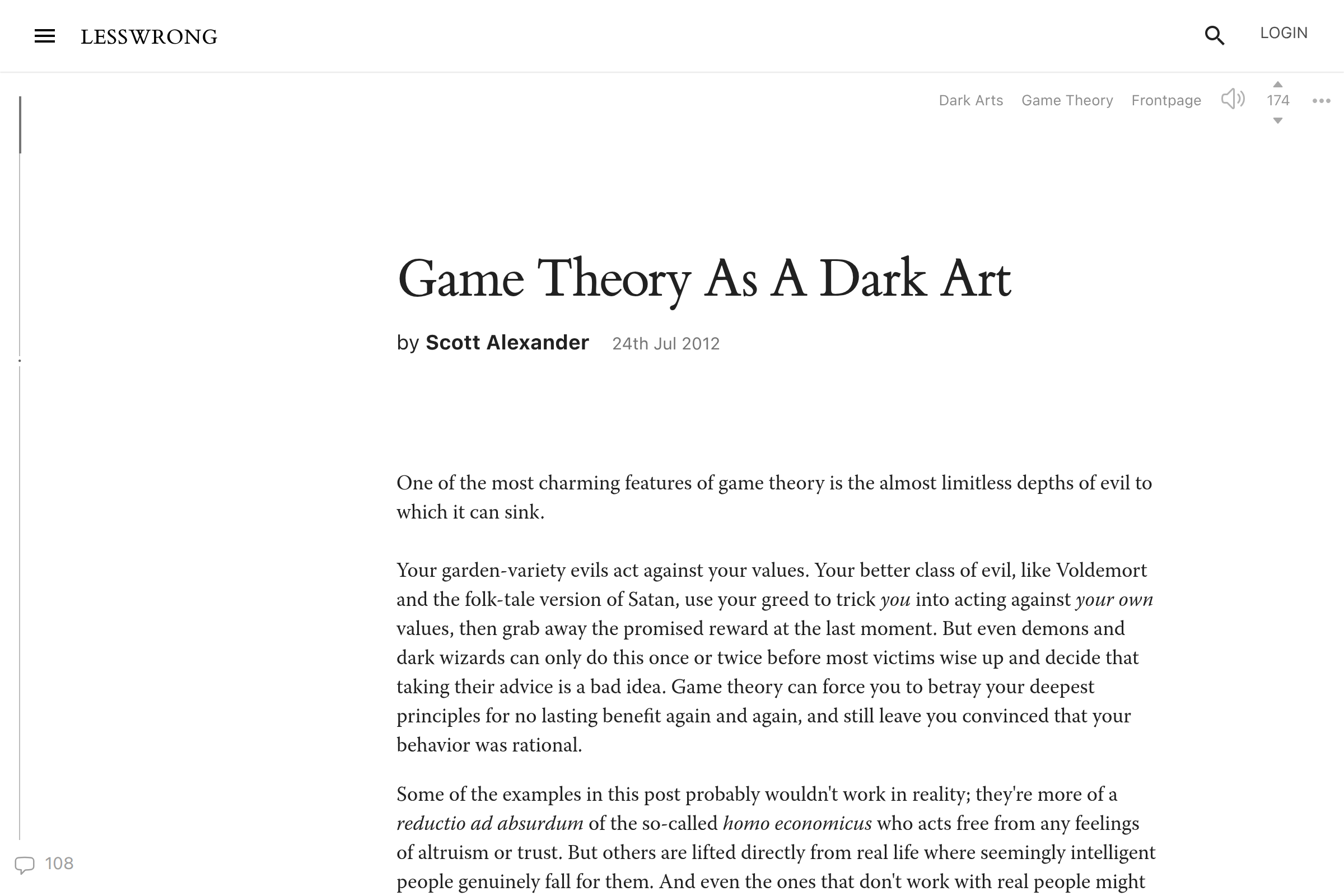 Preview of Game theory as a dark art