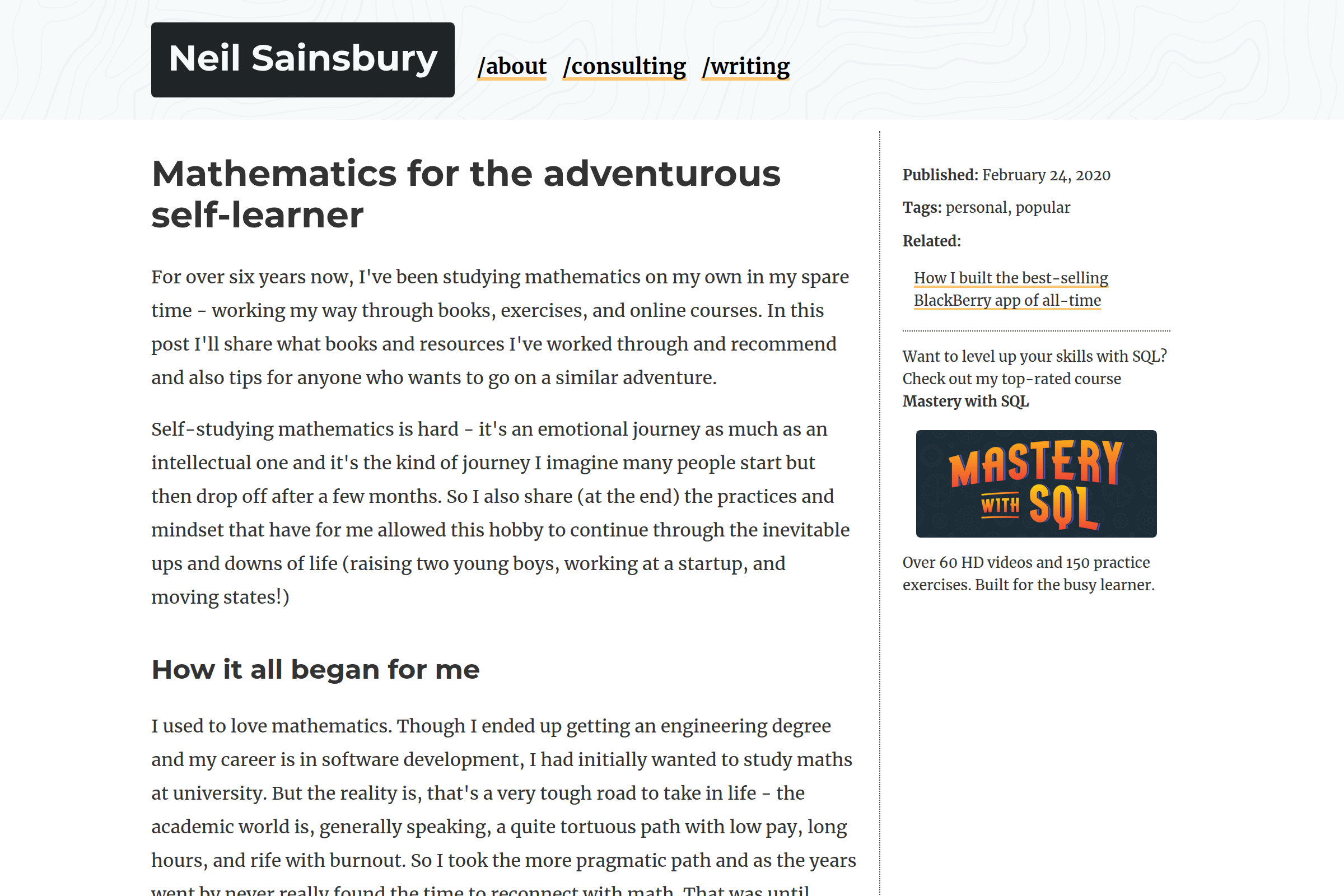 Preview of Mathematics for the adventurous self-learner