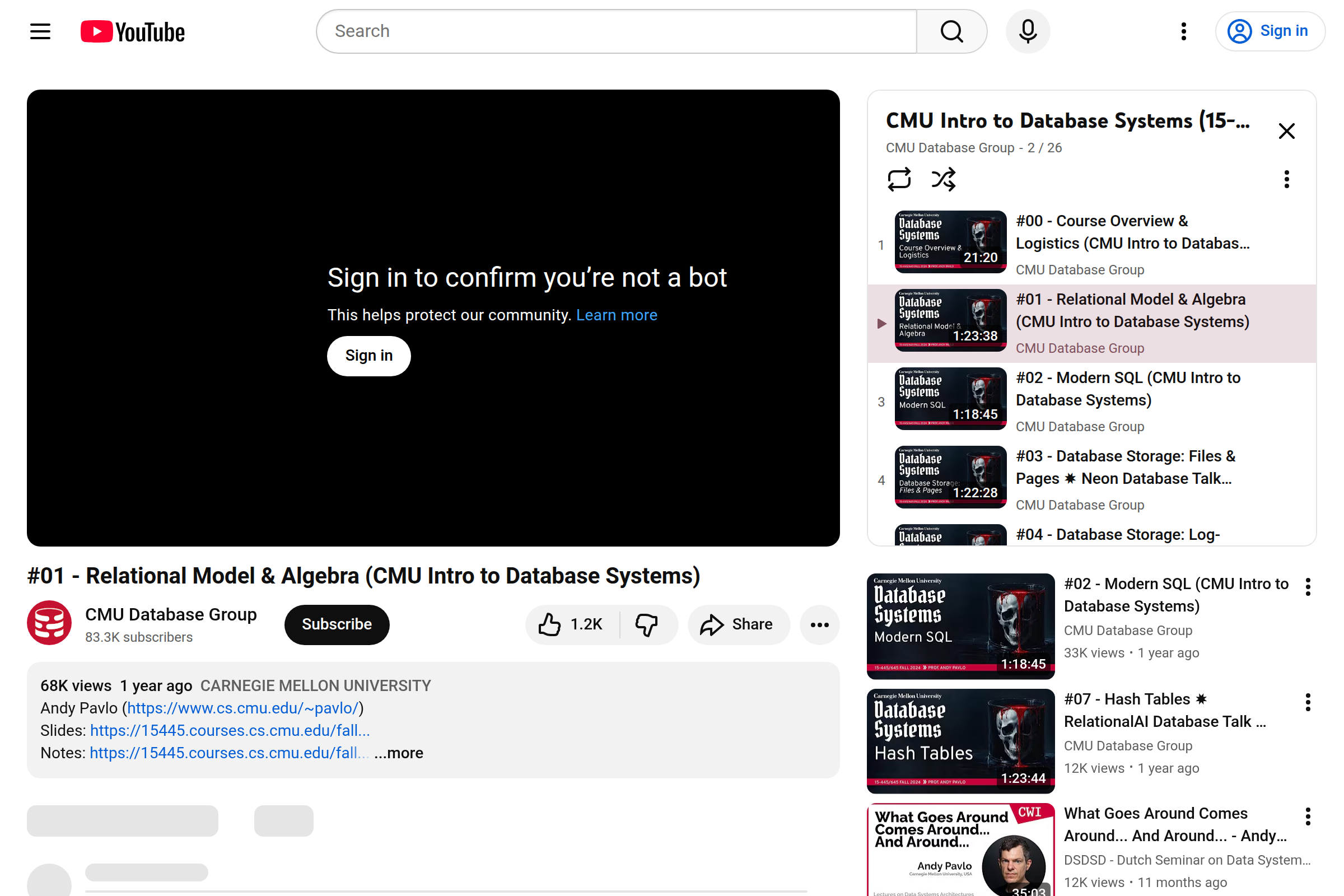 Preview of CMU Introduction to Databases