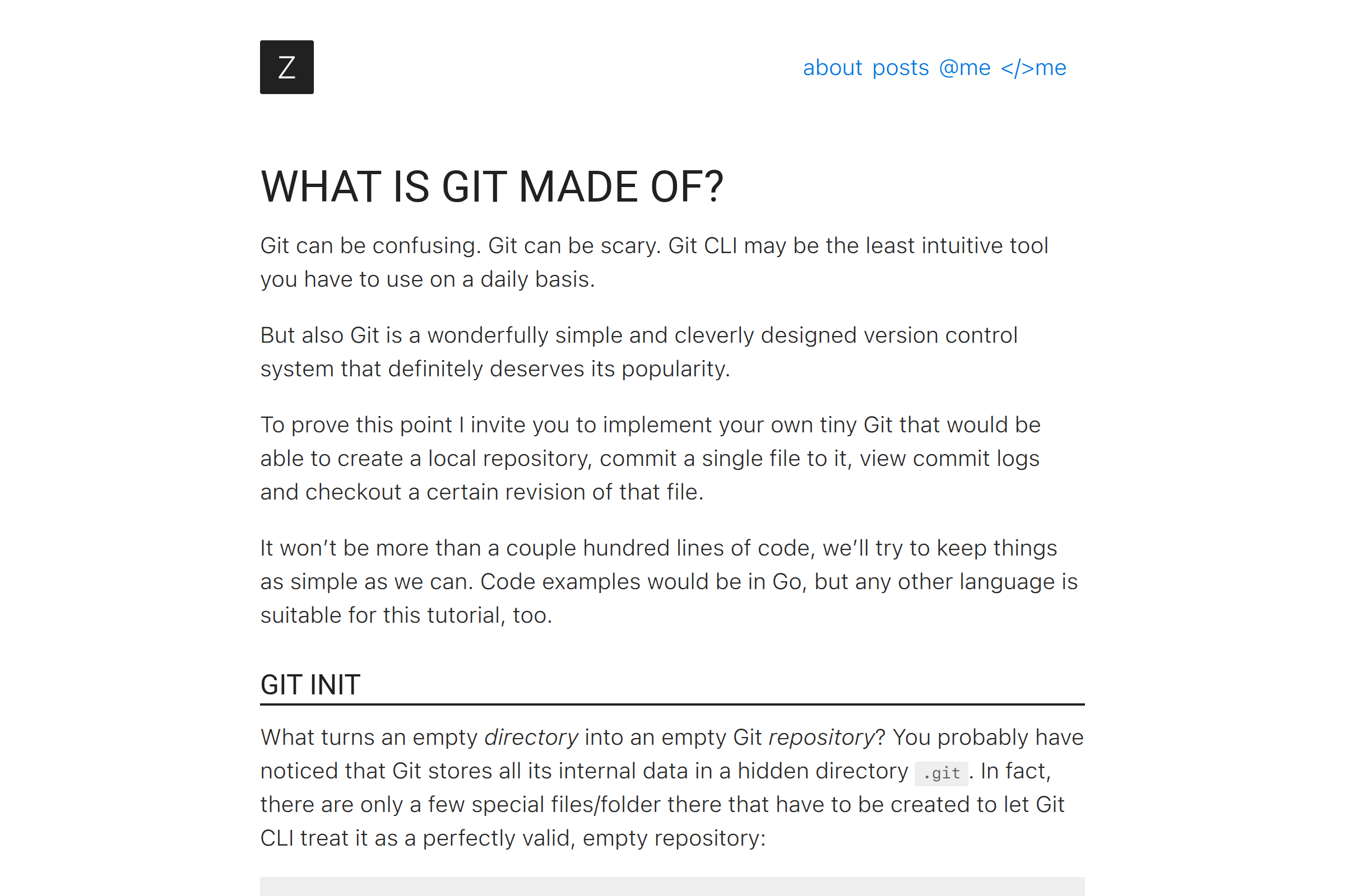 Preview of Zserge - What is git made of